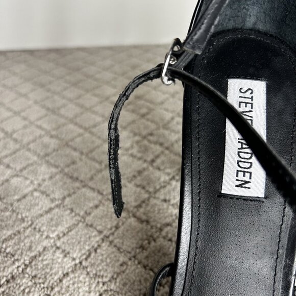 Steve Madden Womens Feliz Patent Ankle Strap Heels Black - Picture 7 of 8